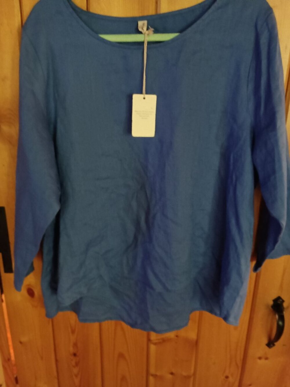 Amazhiyu 100% linen XXL blue top NWT